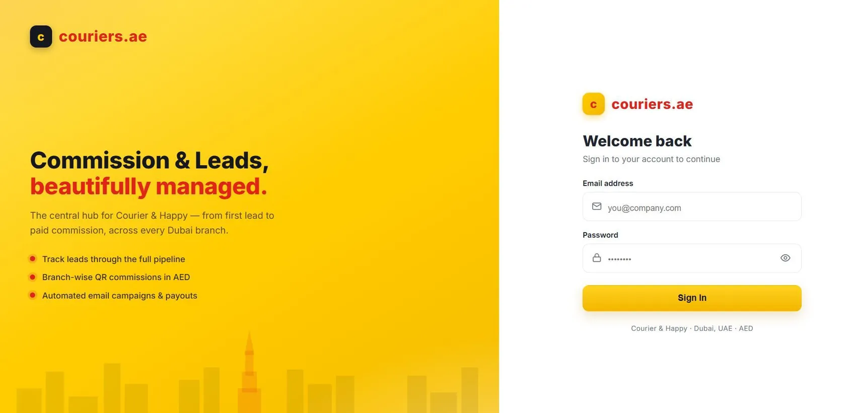 couriers.ae CRM website